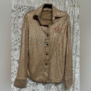 Thunderbird Brand Rose Gold Cheetah Button-Up Shirt